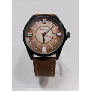 CURREN 8155 Mens Wrist Watch Leather Band Luminous Hands New Battery (W60)